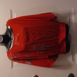 Chico's Red Blouse/mini Dress with Silver Accents, Size M